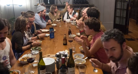 Communal HousingResidents and friends enjoy dinner in the dining room of Euclid Manor, a 6,200 sqft co-living house with 11 roommates in Oakland, California on March 13, 2016. The commune’s residents maintain a theme of social impact, creativity and positive change.
