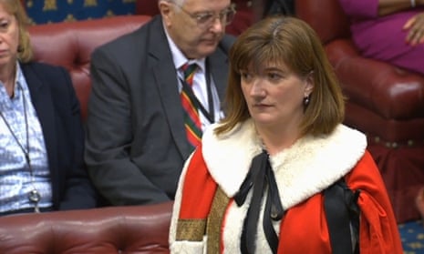 Puzzled: Nicky Morgan tries to remember who, what and where she is as she is sworn in as a peer.