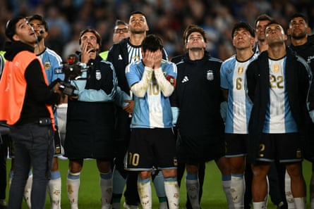 An emotional Lionel Messi after his final match for Argentina in Buenos Aires.