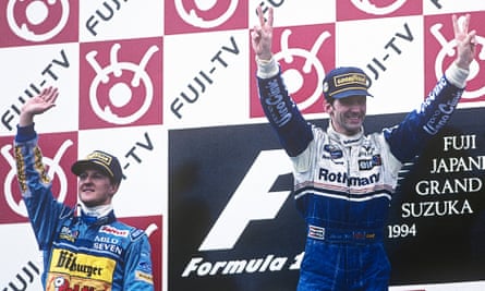 Damon Hill (right) claimed a glorious victory in the wet against Michael Schumacher in 1994.