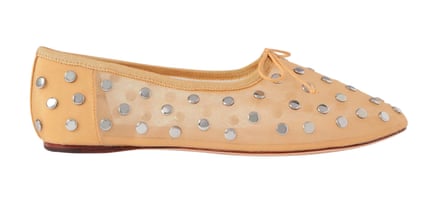 Apricot mesh flat with mirrored studs