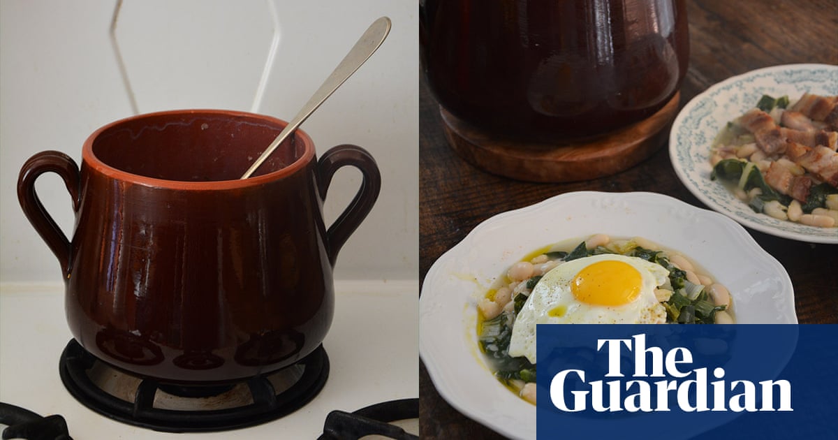 Rachel Roddy’s recipe for white beans and chard with bacon or eggs