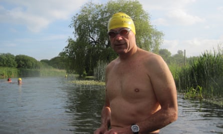 Rory Fitzgerald, outdoor swimmer, in the river Itchen, Hampshire