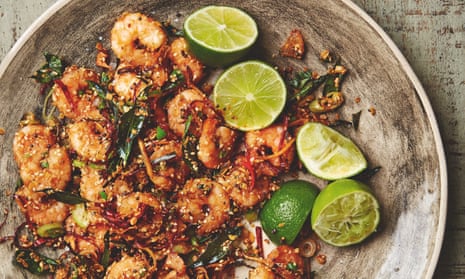Yotam Ottolenghi’s crisp prawns with oats, chilli and ginger.