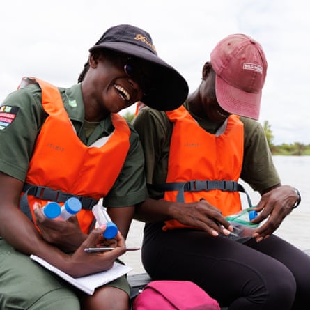 Part of the crew that helped Yvette Tetteh on her swim
