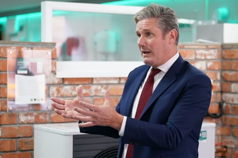 Keir Starmer during a visit to the Vaillant factory in Belper, Derbyshire.