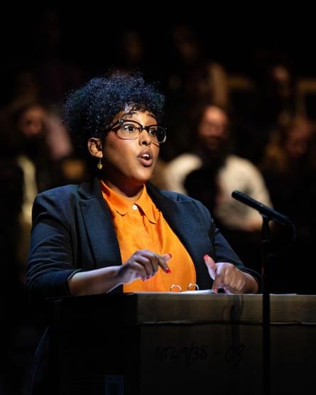 Bearing witness … Nahel Tzegai performs in Grenfell at St Ann’s Warehouse, New York.