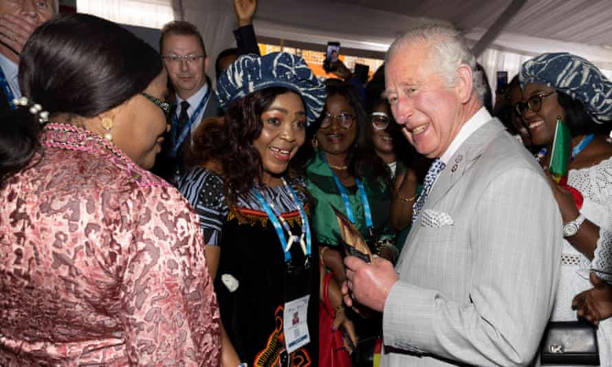 Prince Charles at the Commonwealth business forum exhibition at Kigali Cultural Exhibition Village, Rwanda.