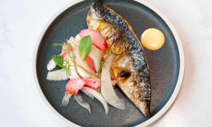 ‘Properly blistered and burnt’: torched mackerel.