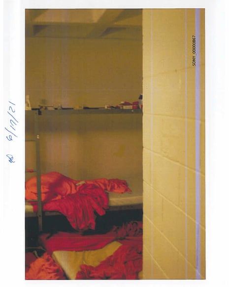 An image released by the Department of Justice shows Jeffrey Epstein’s prison cell.