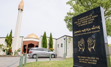 A plaque memorializes the victims of the Christchurch shooting at Al Noor Mosque in 2019.