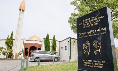 A plaque remembering the Christchurch shooting victims is seen in front of al Noor Mosque  in Christchurch, New Zealand.