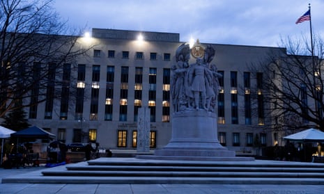 The E Barrett Prettyman United States Courthouse in Washington DC, pictured at dawn this morning.