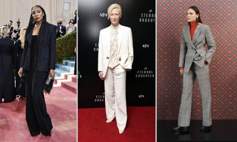 ‘A more polished look’: Venus Williams, left, and Tilda Swinton, centre. Jigsaw's check trouser suit