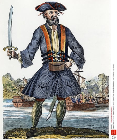 Drawing of Edward Teach holding a sword