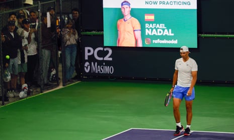 Rafael Nadal during a practice session at the Indian Wells Tennis Garden in California on 5 March 2024