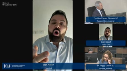 Screenshot of Jean Nassif during his Icac appearance