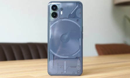 The Nothing Phone’s transparent back.