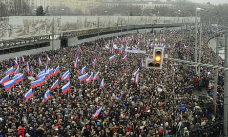 A march in memory of Russian opposition leader Boris Nemtsov in Moscow