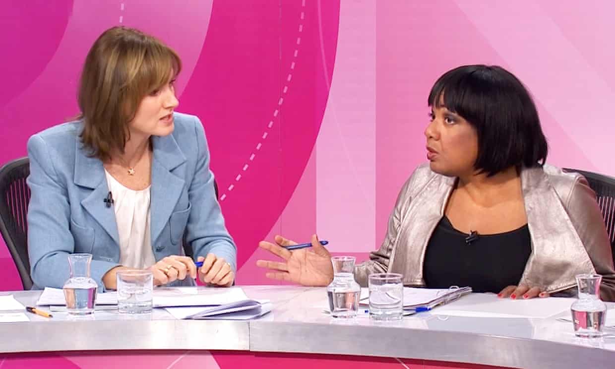 Fiona Bruce and Diane Abbott on BBC Question Time.