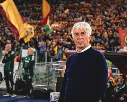 Gian Piero Gasperini on the sidelines at the Stadio Olimpico
