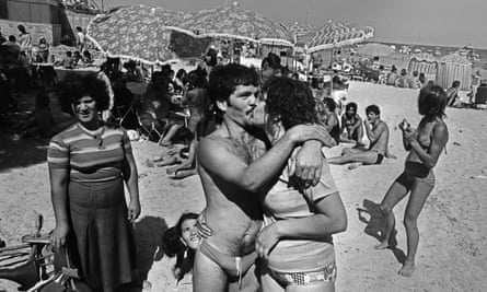 Lovers on Mondello beach Palermo, 1982.
