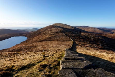 View from the peak of Slieve Loughshannagh, showing the Mourne wall