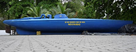 A seized homemade narco-submarine