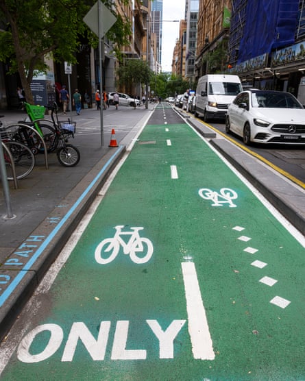 Cycleway in Pitt Street, Sydney, Australia