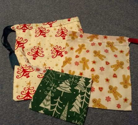 Homemade fabric gift bags