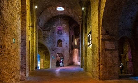 Underground tunnels and chambers of the Rocca Paolina fortress.