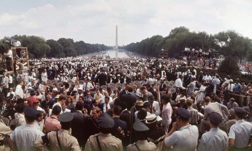 Crowds on the mall between the Washington Monument and the Lincoln Memorial (not pictured) during the March on Washington for Jobs and Freedom, in August 1963.