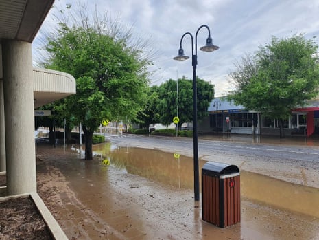 Wet streets of Moree in NSW, Australia, on Monday, following floodwaters peaking on Sunday.