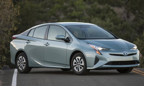 A 2016 Toyota Prius, a hybrid hatchback car
