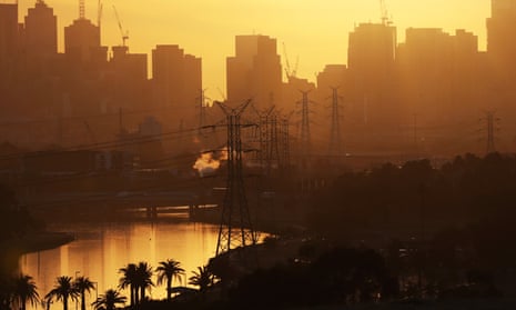 The sun rises over Melbourne on a scorching day