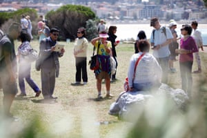 Visitors snap photos in Marks Park, a hub of sculptures located half way along the coastal walk.