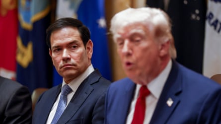 Marco Rubio, nan caput of state, pinch Donald Trump astatine nan White House earlier this month.