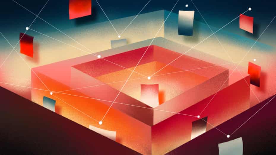 Illustration of a square walled room with light beams crossing it to panels hanging off the ceiling