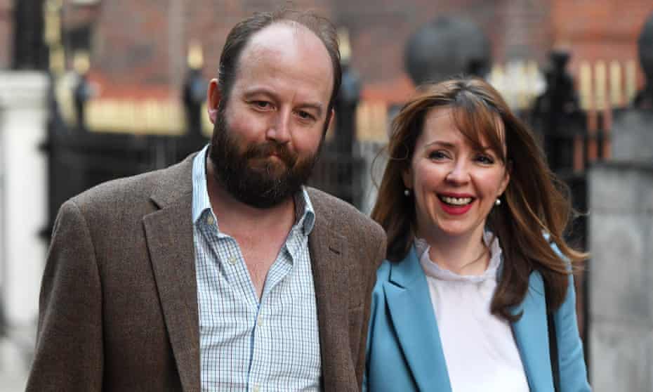 Theresa May’s advisers Nick Timothy and Fiona Hill are pictured outside Conservative party headquarters on 9 June. 