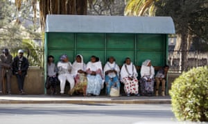 Passangers wait for a bus in Eritrea’s capital, Asmara.