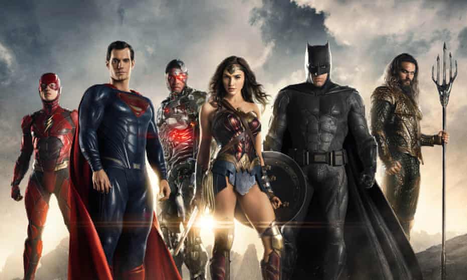 Gal Gadot, Ben Affleck, Jason Momoa and others in Justice League.