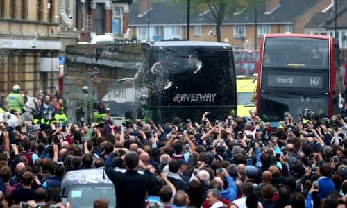 West Ham Party Turns Sour As Manchester United Bus Attacked Football The Guardian