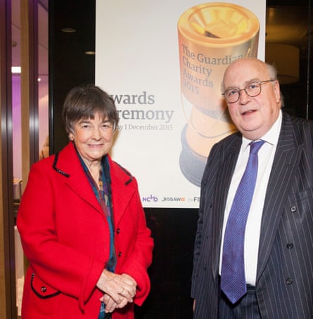Howarth with Sir Stuart Etherington at the Guardian charity awards in London, 2015.