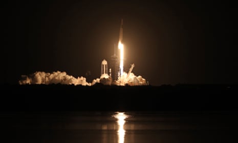 A SpaceX Falcon 9 rocket lifts off from launch complex 39A at the Kennedy Space Center in Florida on November 15, 2020.