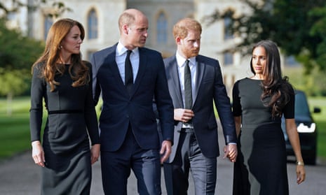 (From L-R): The Princess of Wales, Prince William, Prince Harry and Duchess of Sussex make a surprise appearance together during the mourning period for the late Queen Elizabeth II.