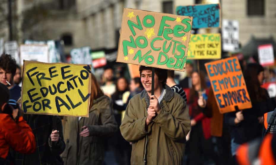 Thousands of students attended protest marches in 2015, calling for free education.