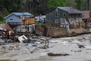 Homes and businesses destroyed by flooding