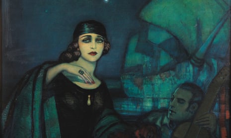 Pola Negri y Rudolph Valentino by Federico Beltrán Masses. The portrait shows Negri wearing Valentino’s ‘cursed’ ring.
