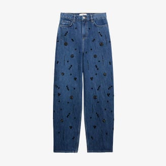 M&S high-waisted embellished barrel jeans.