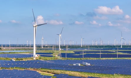 Solar panels and wind turbines